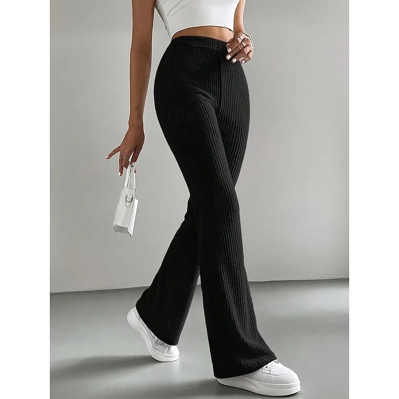 New Style European-American Fashion Sexy Girl Chic Slim-Fit Stretch Naked Feeling Skin-Friendly Flared Pants for Women