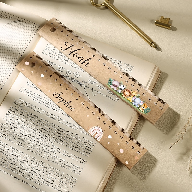 Personalized Name Wooden Ruler Custom Back to School Gift, Eco-Friendly Durable Student Stationery with Cute Designs, Precise Measurement, Safe Natural Material2