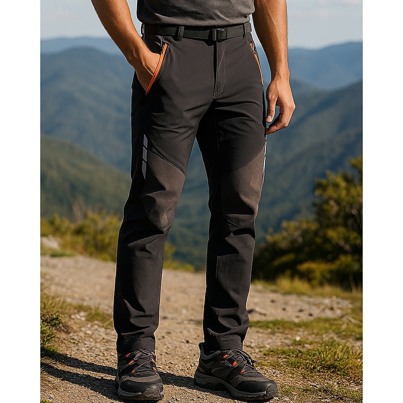 Men's Hiking Pants Trousers Hiking Rain Pants Softshell Pants Patchwork Summer Outdoor Regular Fit Waterproof Windproof Bottoms Black Army Green Camping / Hiking Running S M L XL XXL3