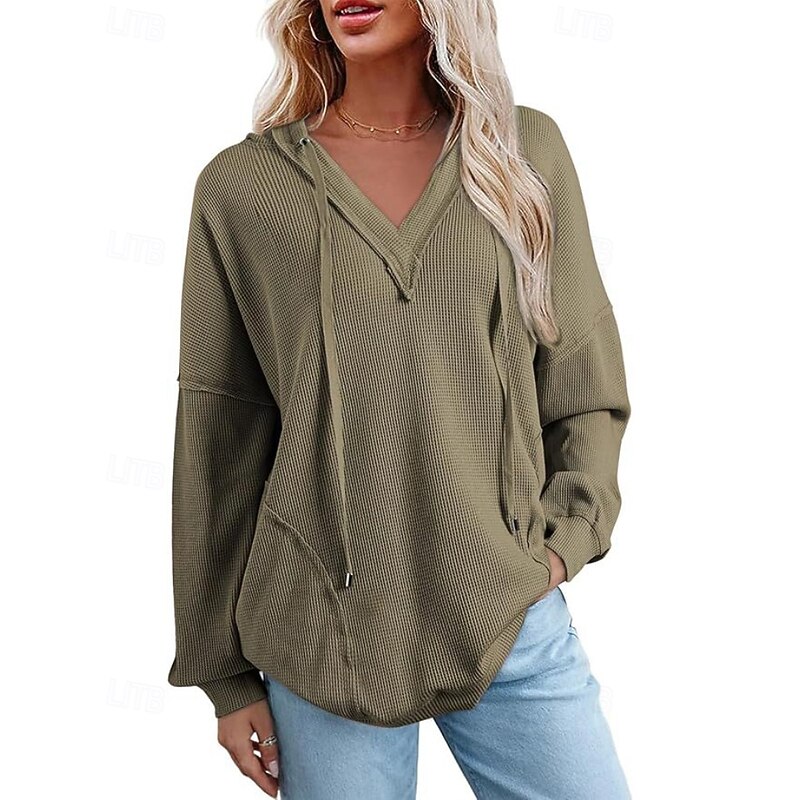 Women's Pullover Hoodie Sweatshirt Hoodies Plain Streetwear Casual Long Sleeve Hooded Regular Tops Street Holiday Black Red Green Khaki Dark Blue Fall4