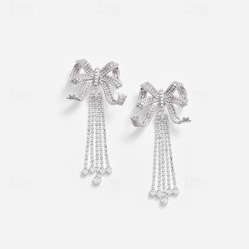 Women's Stud Earrings Geometrical Precious Bowknot Vintage Fashion Dangling Imitation Diamond Earrings Jewelry Silver For Wedding Party Holiday Prom 1 Pair3
