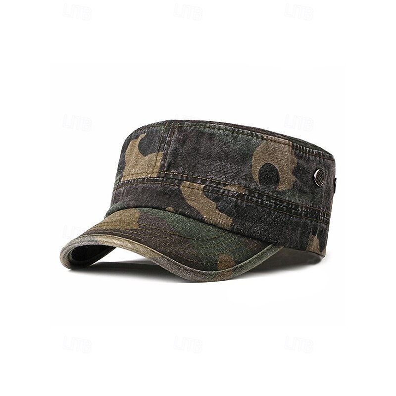 Men's Camouflage Military Cadet Hat – Cotton Army Style Cap with Adjustable Fit for Outdoor Adventures and Streetwear