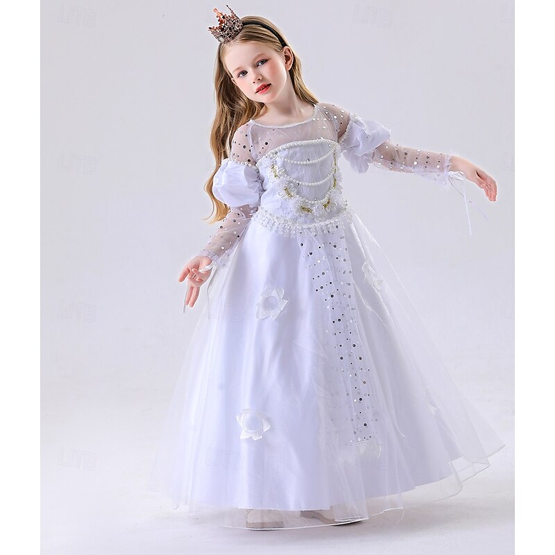 Alice in Wonderland Fairy Tale White Queen Mirana Dress Flower Girl Dress Tulle Dresses Storybook Characters Movie Cosplay for Girls' Kid's Halloween Carnival World Book Day Performance Educational4