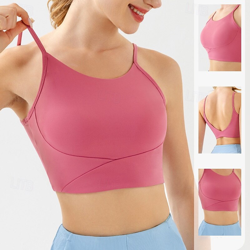 Women's Workout Tank Tops Sports Bra Underwear Medium Support Breathable Wireless Padded Solid / Plain Color Sport Activewear Pink Purple Gym Fitness Yoga