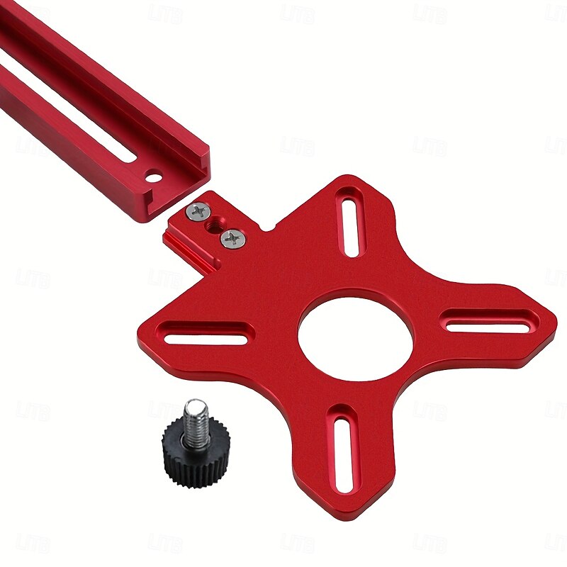 Woodworking Milling Machine Multifunctional 3-in-1 Aluminum Clamp - Precision Circular Cutting and Milling Tool with Adjustable Groove Bracket Red Base and Transparent Acrylic Rail4