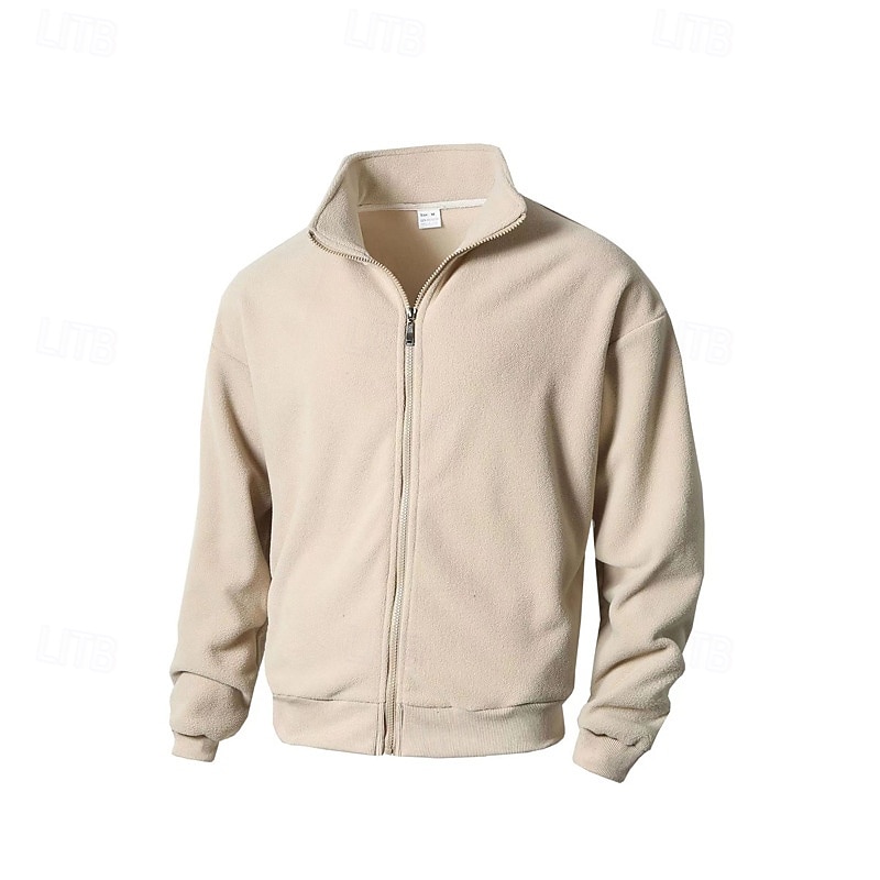 Men's Fleece Jacket Winter Jacket Thermal Jacket Winter Outdoor Thermal Warm Top Dark Grey Black Green Khaki4