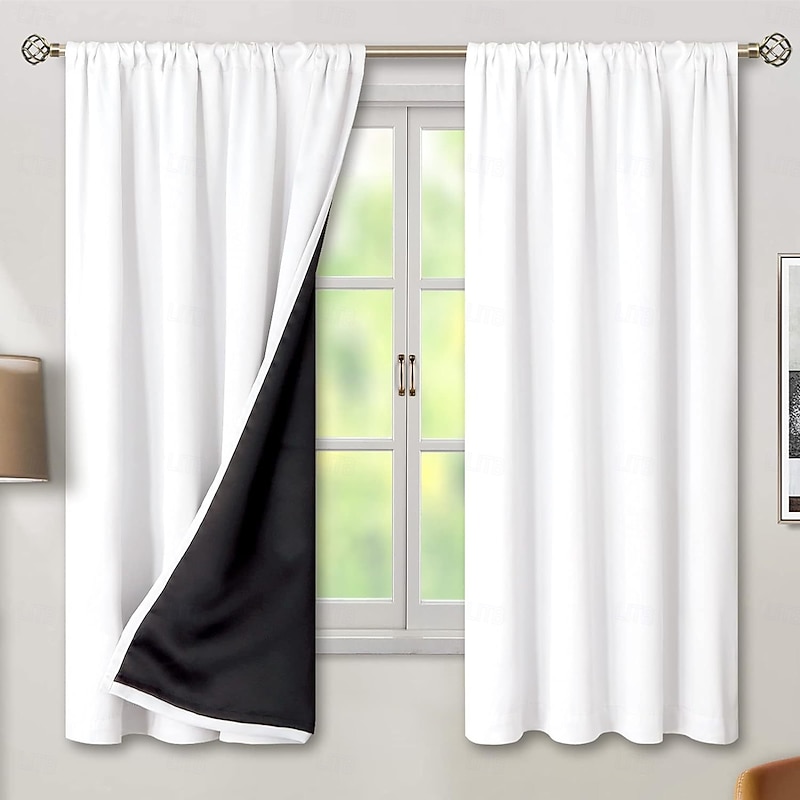 Curtain Deapes Full Blackout Coated Curtains  Thermal Insulated and Noise Reducing Window Panels for Bedroom or Living Room Light Blocking Drapes4