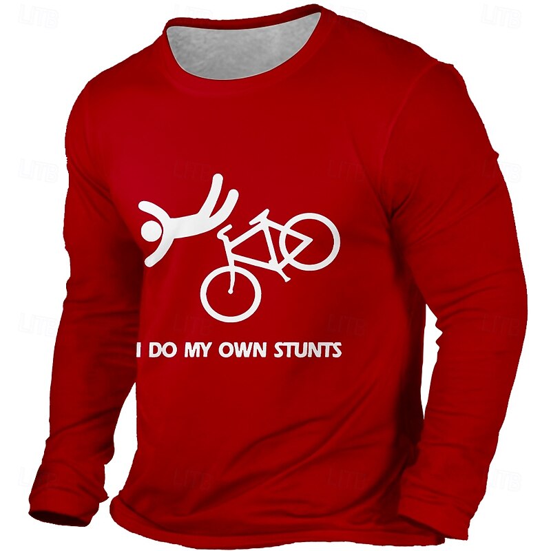 Men's Funny Long Sleeve T-Shirt - 'I Do My Own Stunts' Cycling Bike Rider Graphic Tee3