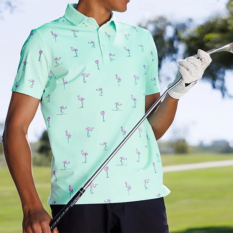 Men's Animal Golf Polo Sports Polo Shirts Short Sleeve Polo Shirts Collared Shirts Sportswear Casual Outdoor Sports Daily Wear 3D Print Buttons Summer Green