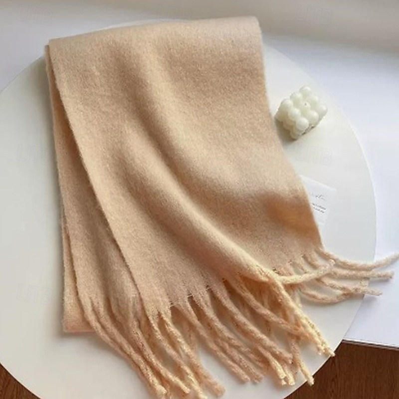 Women's Rectangle Scarf Street Daily Date White Orange Scarf Pure Color4