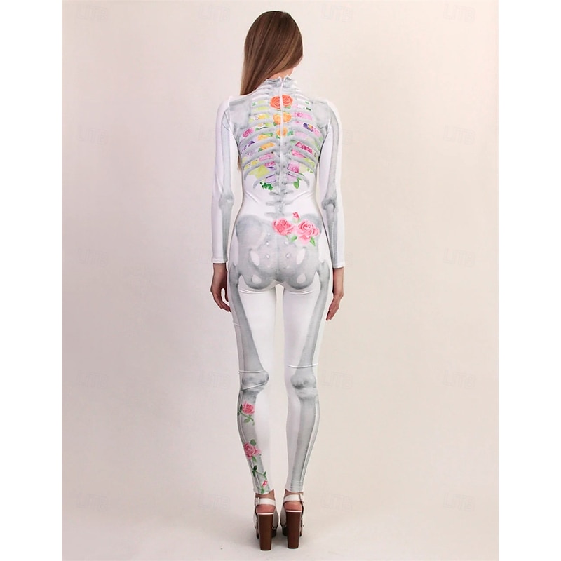 Skull Skeleton Sugar Skull Halloween Bodysuit Full Body Catsuit Scary Costume Kid's Adults' Men's Women's Boys' Halloween Carnival Day of the Dead Performance Party Club Easy Halloween Costumes Dress4