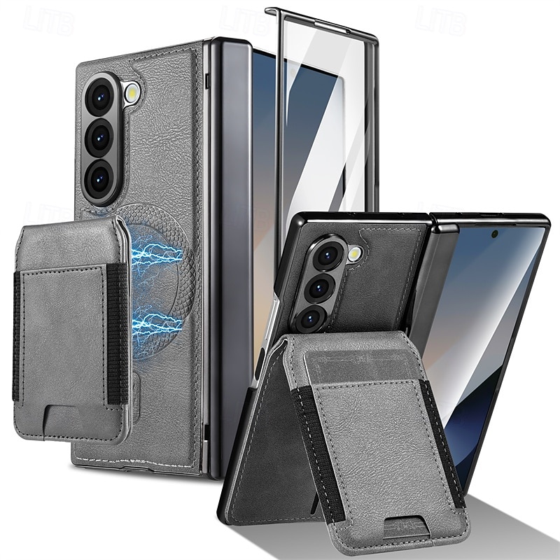 Phone Case For Samsung Galaxy Z Fold 7 Z Fold 6 Z Fold 5 Z Fold 4 Z Fold 3 Magnetic Adsorption Wallet Case Magnetic Full Body Protective Shockproof Retro PC PU Leather