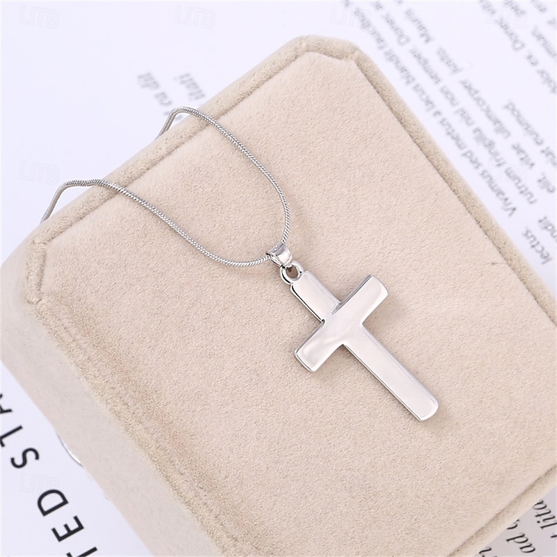 To My Son Cross Necklace, Christmas Gift for Him Men's Titanium Steel Pendant Necklace, Minimalist Cross Chain for Everyday Wear2
