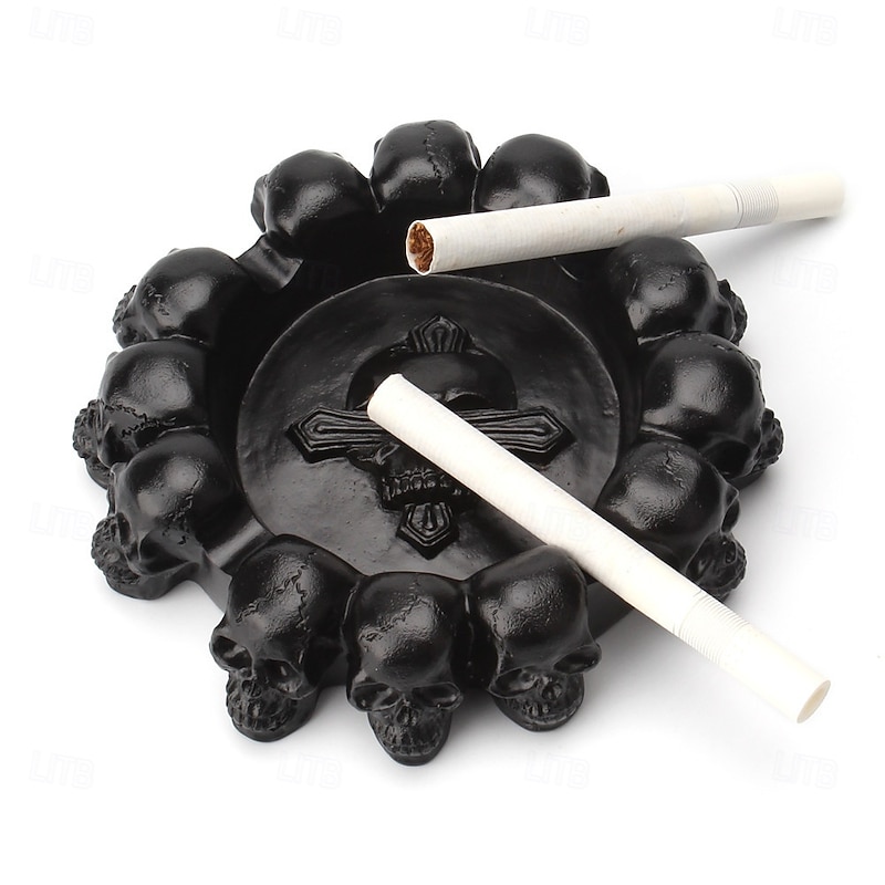 Halloween Statue Skull Ashtray Home Bar KTV Desktop Decorative Resin Ashtray Gothic Style Spooky Party Accessory Unique Smoking Accessory Table Ornament2