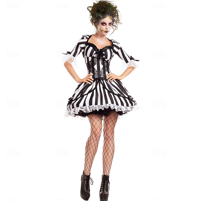 Beetlejuice Zombies Dress Fancy Dress Horror Sexy Costume Movie Cosplay for Women's Adults Halloween Carnival Performance Party