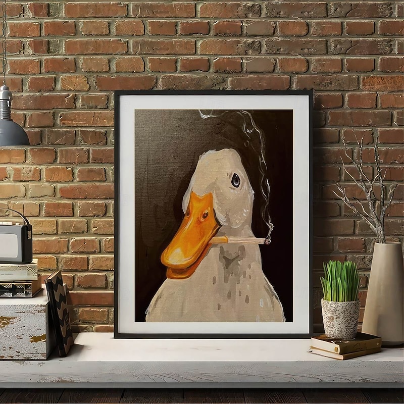 1pc Duck Fun Illustration Poster Creative Idea Poster Wall Art Wall Decor Canvas Art Wall Art Painting Canvas Wall Art For Living Room Bedroom Painting Decor No Framed4