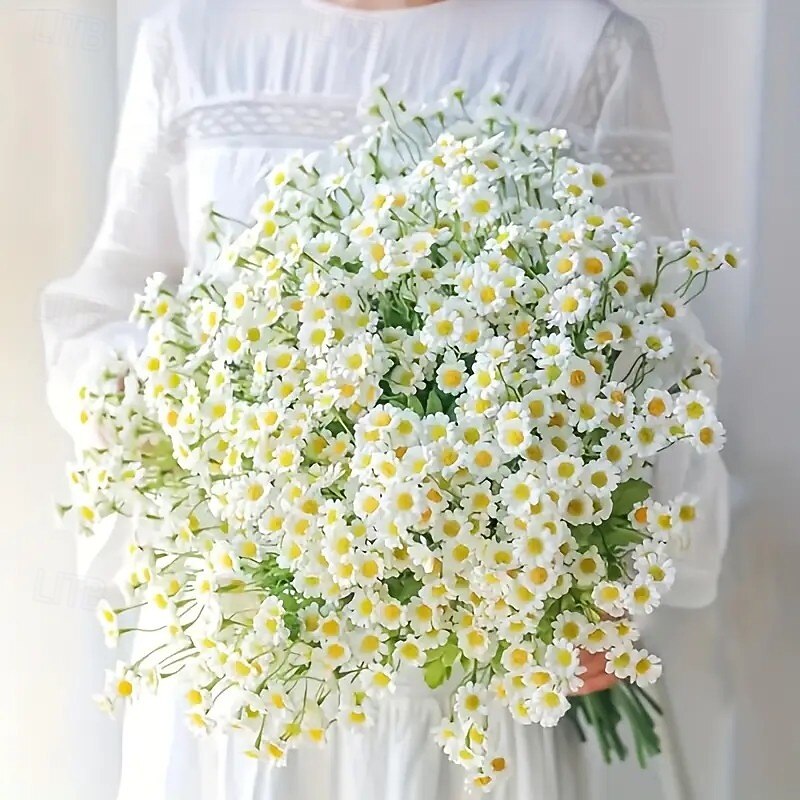 26-Pack Artificial Chamomile Flowers, Realistic White Faux Wedding Bouquets, INS Style Floral Decor for Home, Office, Outdoor Garden, Wedding Arrangements, Wall and Fence Hanging, Arch Decorations, and Photography Props3