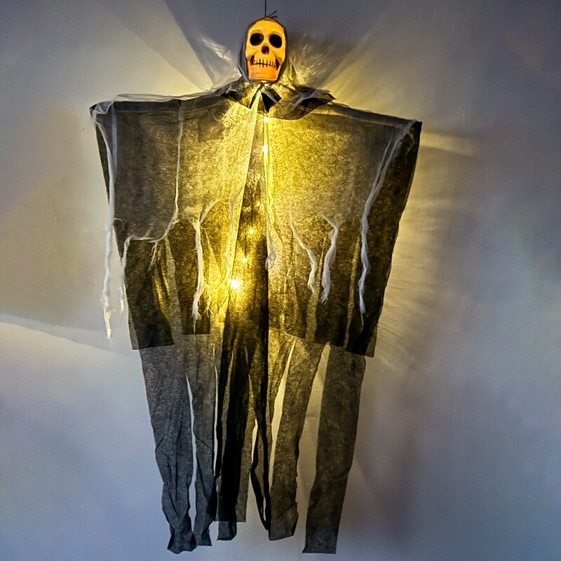 1 Pc Halloween Ghost Skeleton Hanging Ghost Warm Light Indoor and Outdoor Halloween Party Horror and Weird Atmosphere Decorative Light4