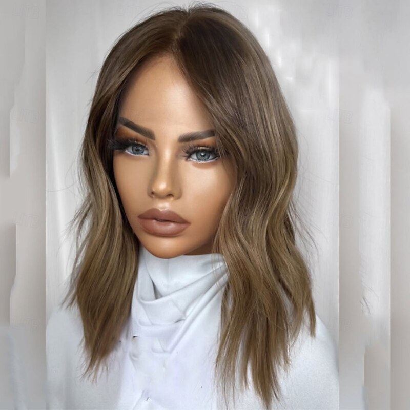 Human Hair 5x5 Closure 13x4 Lace Front Wig Short Bob Brazilian Hair Wavy Multi-color Wig 150% 180% Density with Baby Hair Ombre Hair Highlighted / Balayage Hair 100% Virgin Glueless For Women Short4