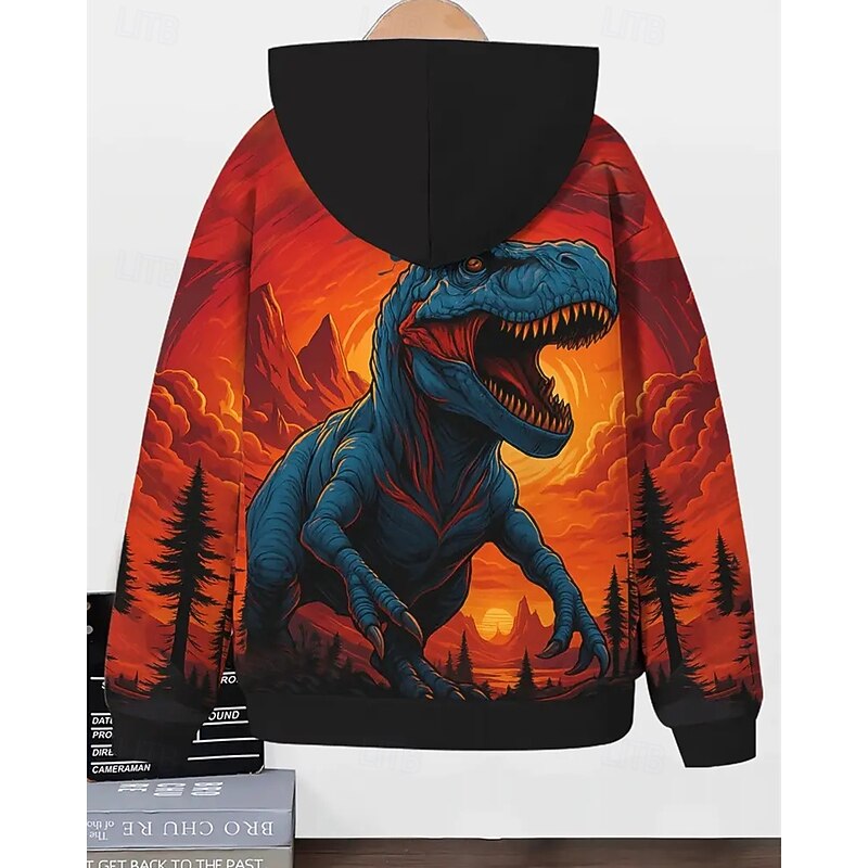 Girls' 3D Dinosaur Hoodie Coat Outerwear Long Sleeve Spring Fall Cool Sport Kids 4-12 Years Zip Street Daily Regular Fit2