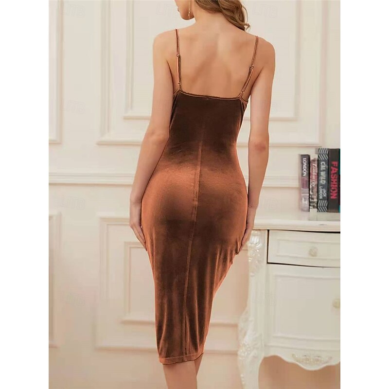 Women's Mini Dress Velvet Dress Cocktail Dress Fashion Modern Evening Party Cocktail Party Regular Fit Plain Sleeveless Straps Black White Burgundy Orange Summer Spring2