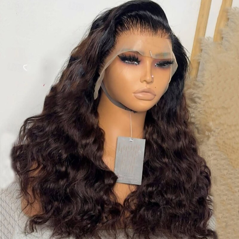 Human Hair 5x5 Closure 13x4 Lace Front Wig Free Part Brazilian Hair Wavy Brown Wig 130% 150% Density with Baby Hair Ombre Hair 100% Virgin Glueless Pre-Plucked For Women Long Human Hair Lace Wig2
