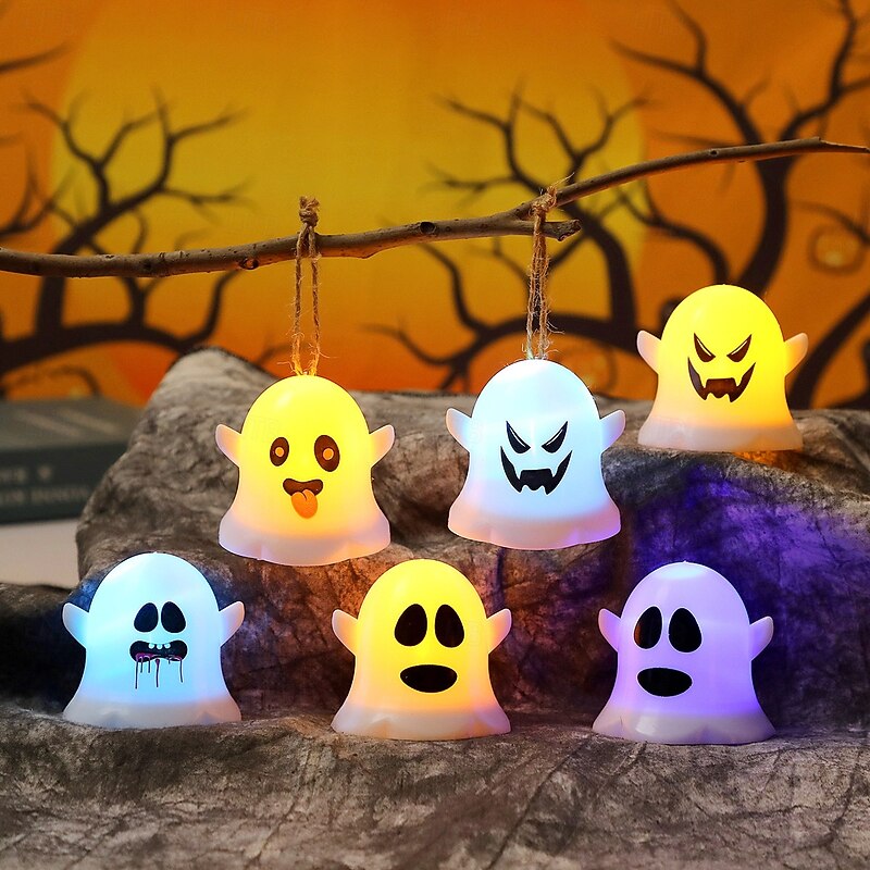 1 Pc Halloween Cute Expressions Ghost Light LED Candle Light Venue Decoration Props Pumpkin Nightlight Decoration Ornament2