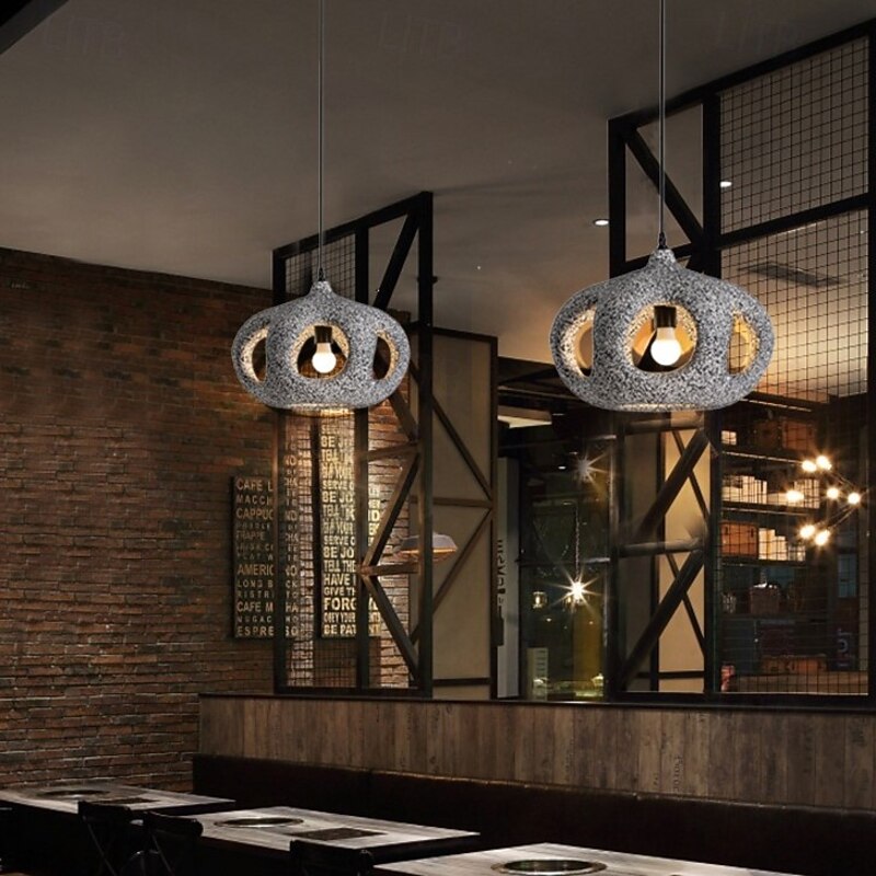 Polystyrene Pendant Light, Vintage Nature Inspired 1 Light LED, 25cm Height, Warm White/White Light, E26 E27, Adjustable Chain4