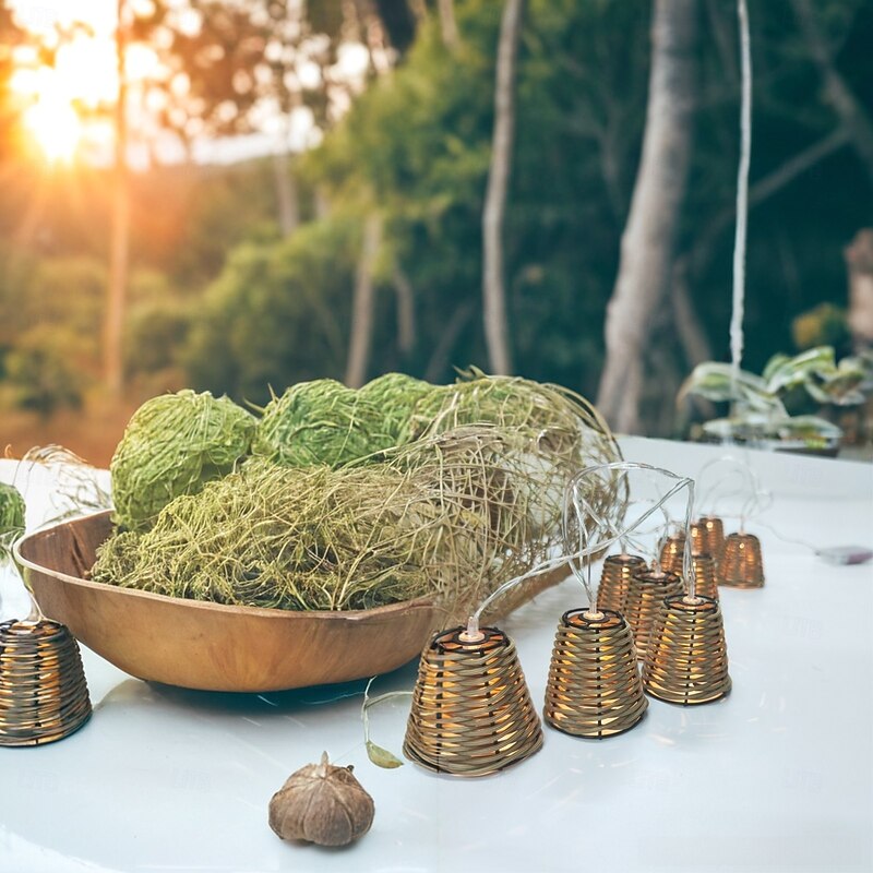 Decorative Lantern Rattan String Lights - 10LEDs Rattan Wire Ball Style Battery / Solar Operated Indoor Outdoor Waterproof Patio String Light for Home Pergola Porch Party Backyard Camping3