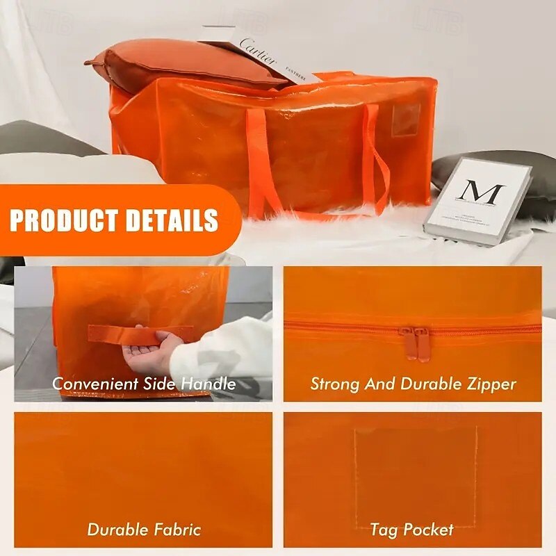 2-Pack Large Moving Bags with Side Handles and Label Pocket, Durable Storage Totes for Clothes, College Dorm, Travel, Underbed Storage and Moving Essentials, 6 Styles Available4