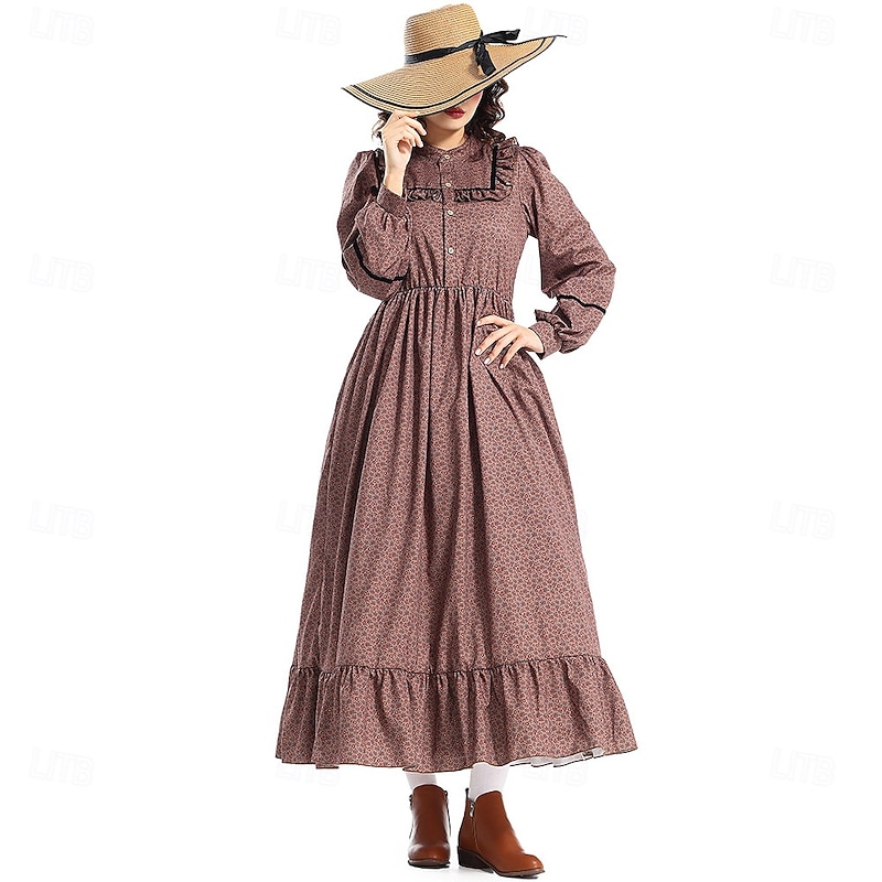 19th Century 1800s Old West Cosplay Costume Prairie Dress Pioneer Fancy Dress Women's Halloween Carnival World Book Day School Event Dress Up Historical reenactment Adults' Dress Apron2
