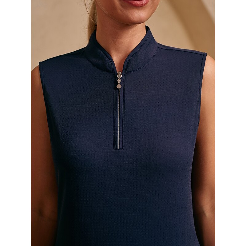 Women's Golf Dress Navy Rose Red Sleeveless Ladies Golf Attire Clothes Outfits Wear Apparel3