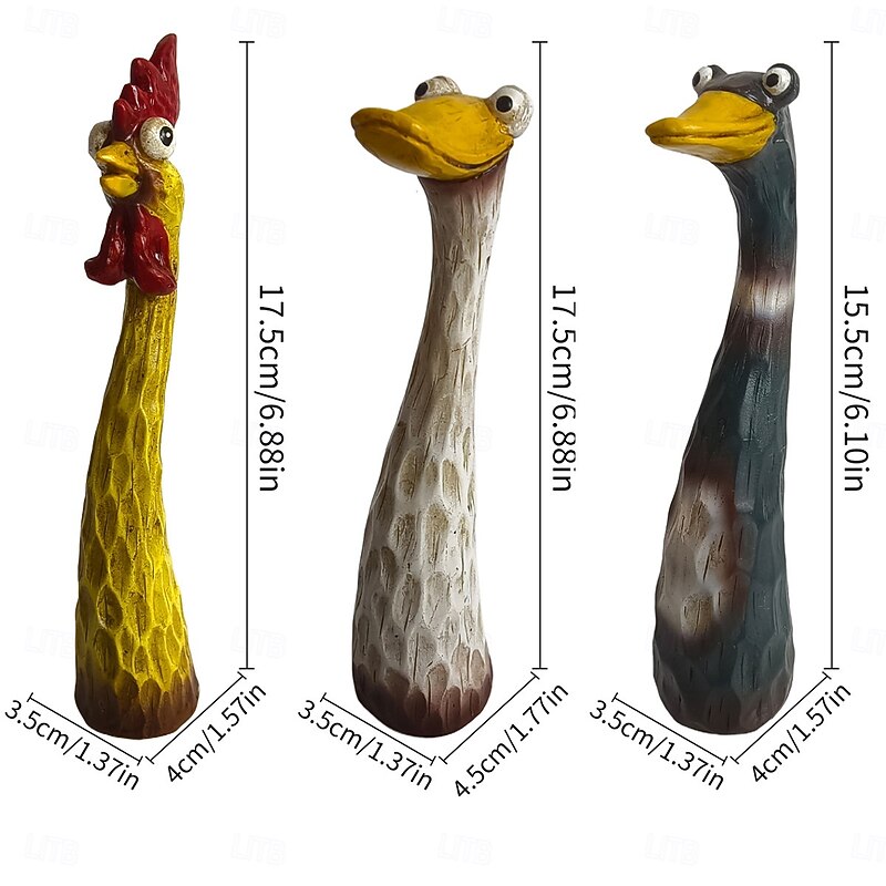 Screaming Chicken Duck Goose Garden Statue, Funny Resin Animal Figurine for Yard Lawn Decor, Outdoor Patio Ornament Sculpture2