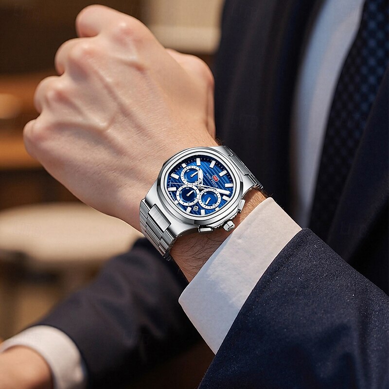 MINI FOCUS Men Quartz Watch Fashion Business Wristwatch Luminous Calendar Waterproof Decoration Steel Watch3