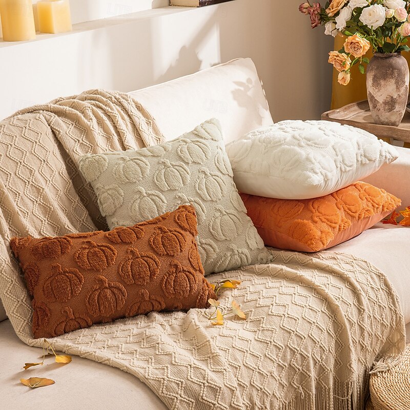 1 pcs Halloween Pillow Cover, Thanksgiving Pumpkin Casual Square Zipper Traditional Classic