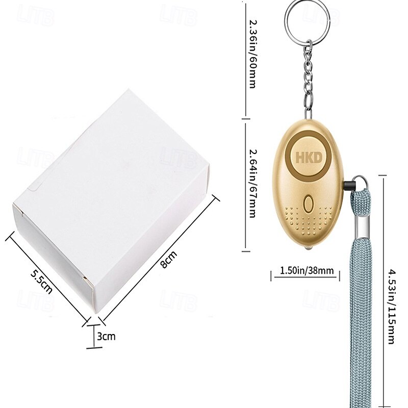 Personal Safety Alarm Keychain with LED Light Emergency Security Device for Women, Men, and Elderly, Assorted Colors - Durable Plastic, Battery Operate3