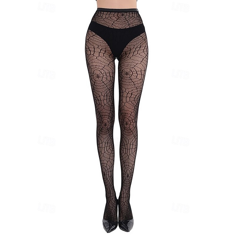 Women's Halloween Spider Web Pattern Sheer Tights – Stretchy Fishnet Pantyhose for Costume Parties, Cosplay and Nightclub Outfits2