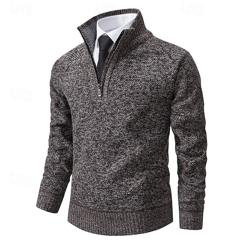 Men's Pullover Sweater Jumper Ribbed Knit Regular Tops Knitted Slim Fit Plain Standing Collar Knitwear Modern Contemporary Casual Daily Wear Clothing Apparel Fall Winter Wine Blue L XL 2XL2