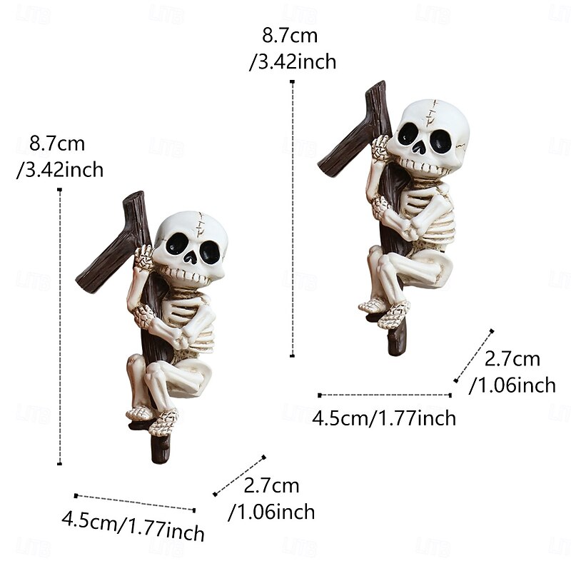 2PCS Halloween Resin Skeleton Hanging Ornaments, Spooky Outdoor Yard Planter Balcony and Desktop Decorations, Halloween Home Decor Figurines4