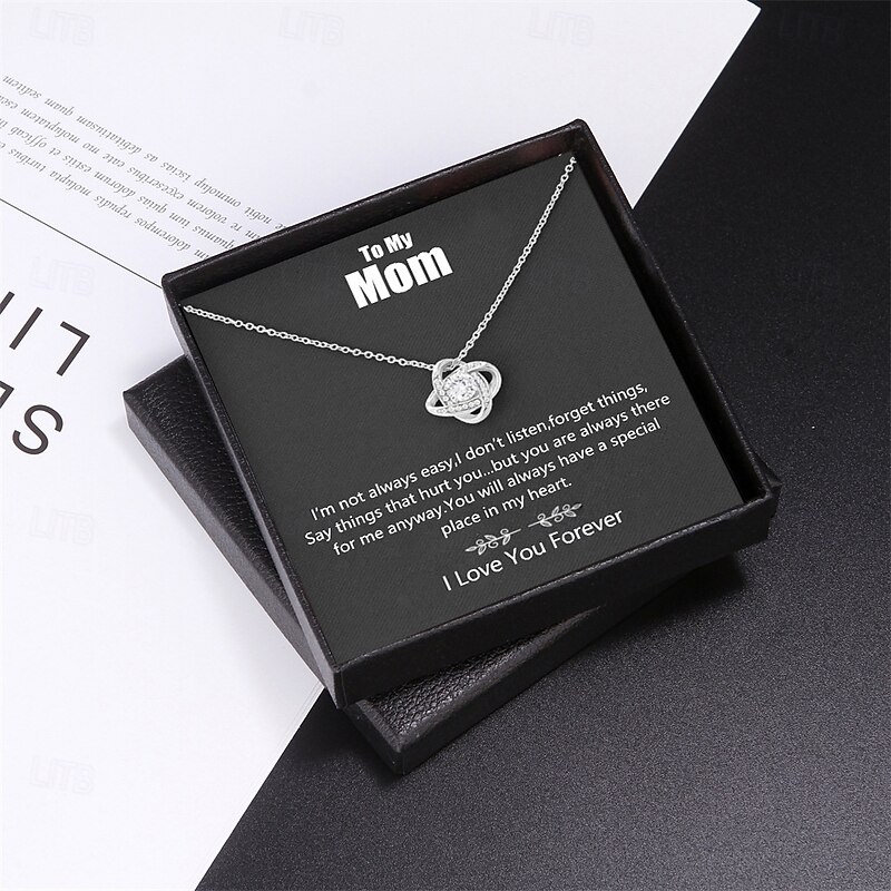 To My Mom Necklace, Christmas Gift for Mom, Four Leaf Clover Pendant with Cubic Zirconia, Elegant Jewelry Gift Set with Rose Flower Box, Thoughtful Present for Mother's Day, Birthday or Anniversary4