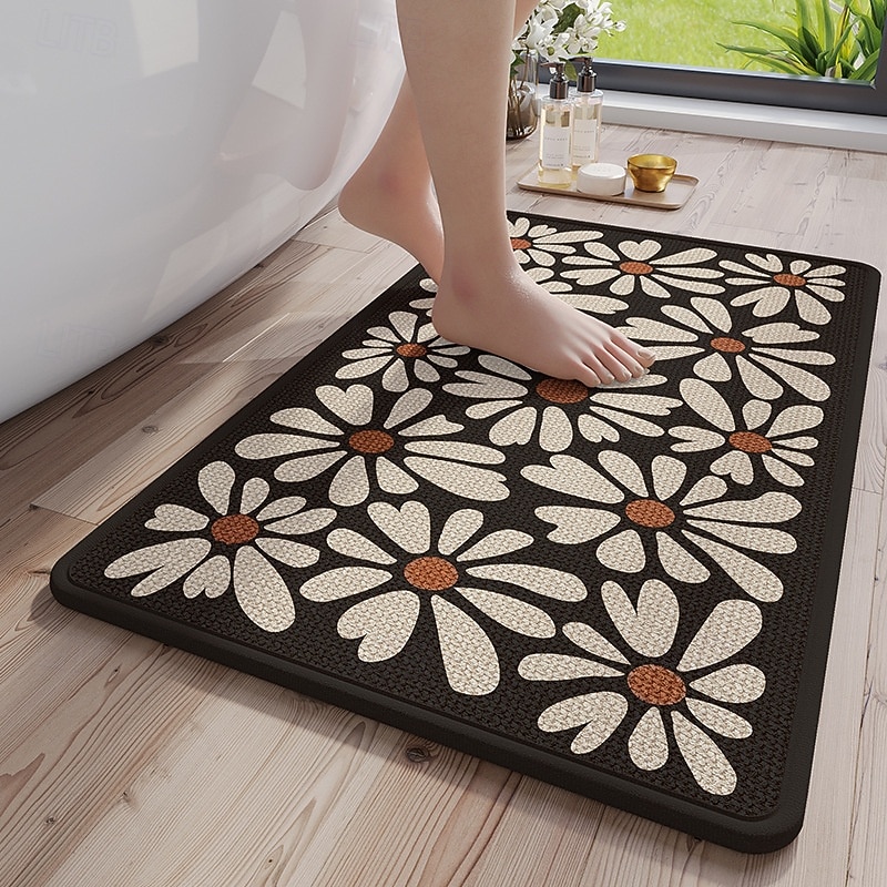 Bathroom Rug Absorbent Door Mat Soft Quick Dry Carpet Non Slip Floor Mat for Shower Toilet Entryway Washable Water Absorption Mat for Home Use
