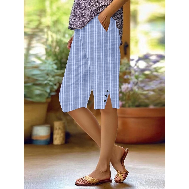 Women's Chinos Crop Streetwear Casual Knee Length High Waist Plain Pocket Printing Breathability Soft Micro-elastic Vacation Street Daily Wear Wine White Yellow Red Fall Regular Fit3