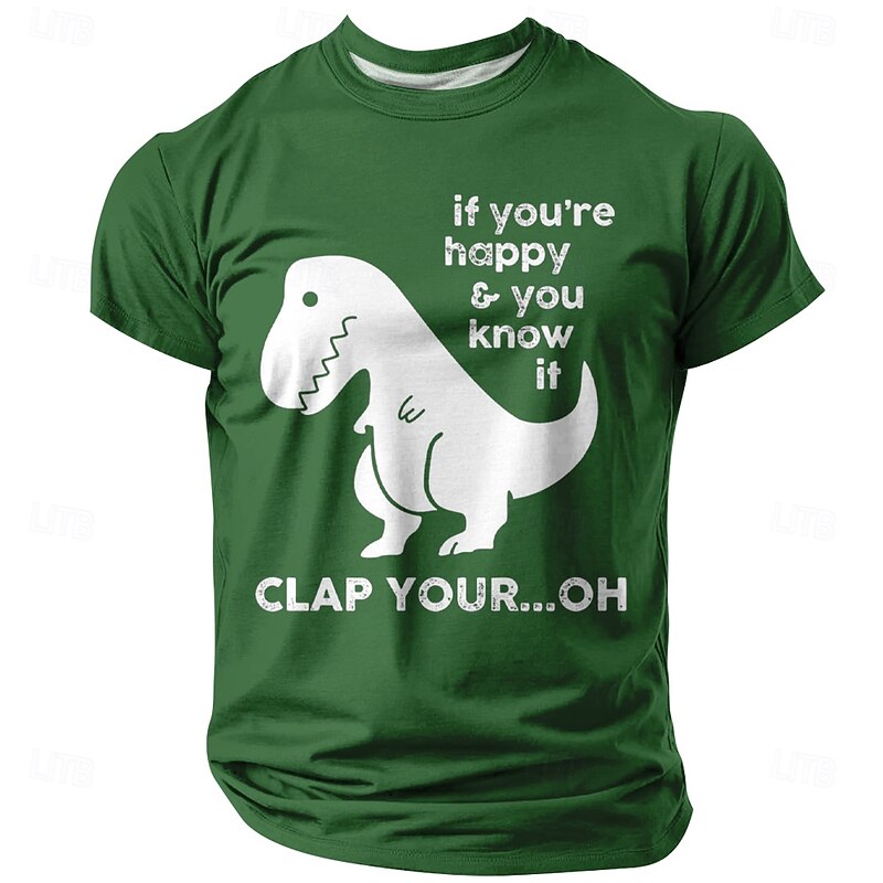 Men's Dinosaur Funny T Shirt Short Sleeve T shirt 3D Print Crew Neck Shirt Fashion Daily Basic Street Casual Daily Black Blue Green Summer Spring All Seasons Clothing Apparel S M L XL XXL XXXL2