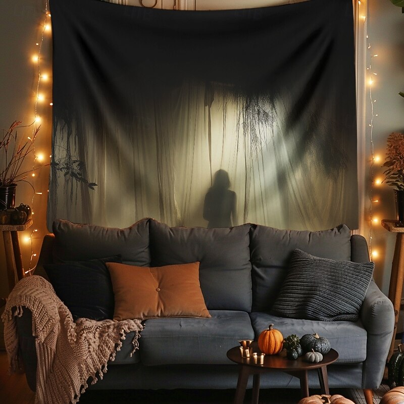 Halloween Hanging Tapestry Ghost Hand Photograph Backdrop Jack O Lantern Wall Art Large Tapestry Mural Decor Blanket Curtain Home Bedroom Living Room Decoration Death Selfie4