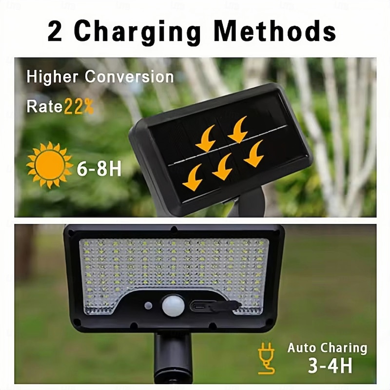 USB Clip On Solar Light Outdoor Motion Sensor 92 LED Solar Fence Lights Waterproof Safety Lighting Fences Decks Drainage Camping Tro  1PC3