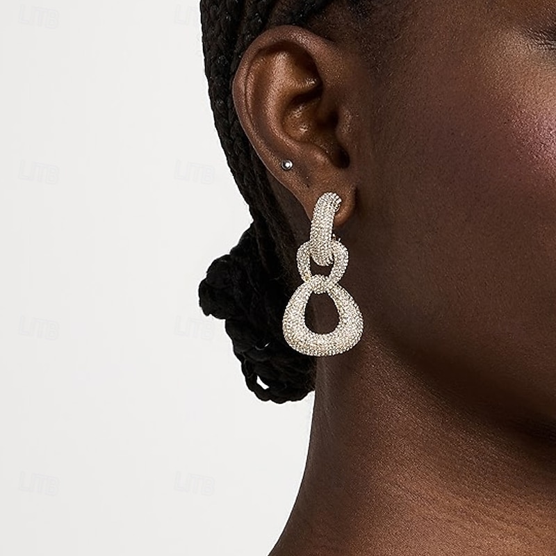 Women's Zircon Stud Earrings Geometrical Precious Fashion Unique Design Imitation Diamond Earrings Jewelry Silver / Golden For Wedding Party Valentine's Day Street 1 Pair