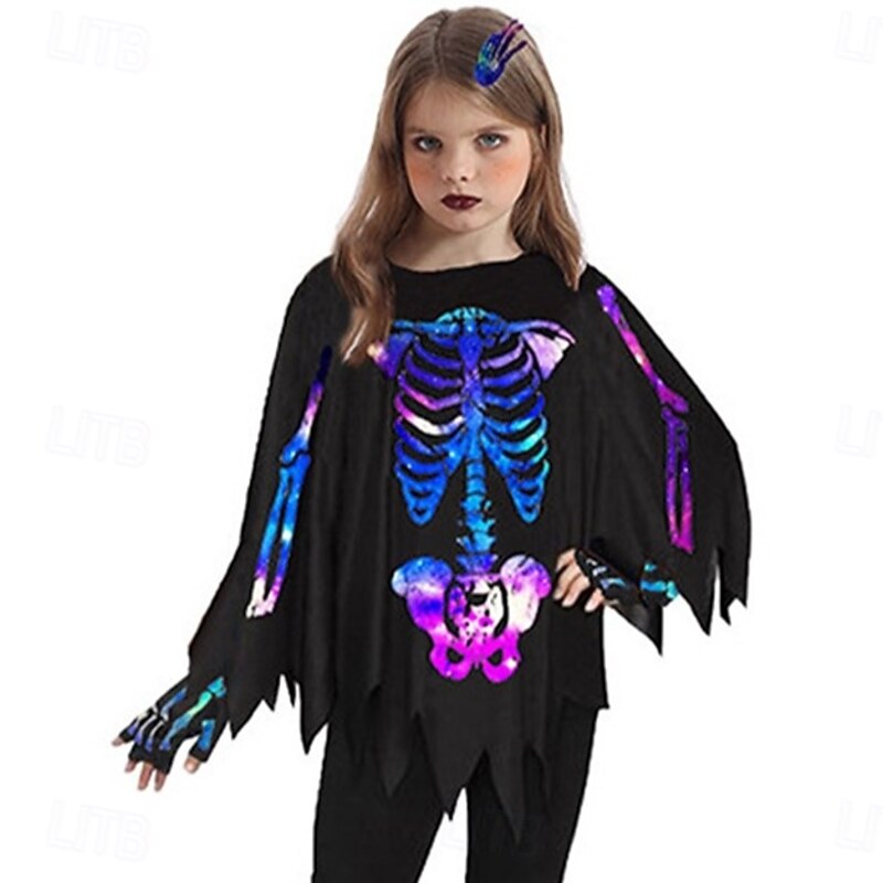 Skull Skeleton Halloween Cape Cloak Costume Cosplay Halloween Kid's Adults' Men's Women's Boys' Halloween Carnival Performance Party Easy Halloween Costumes Dress Up4