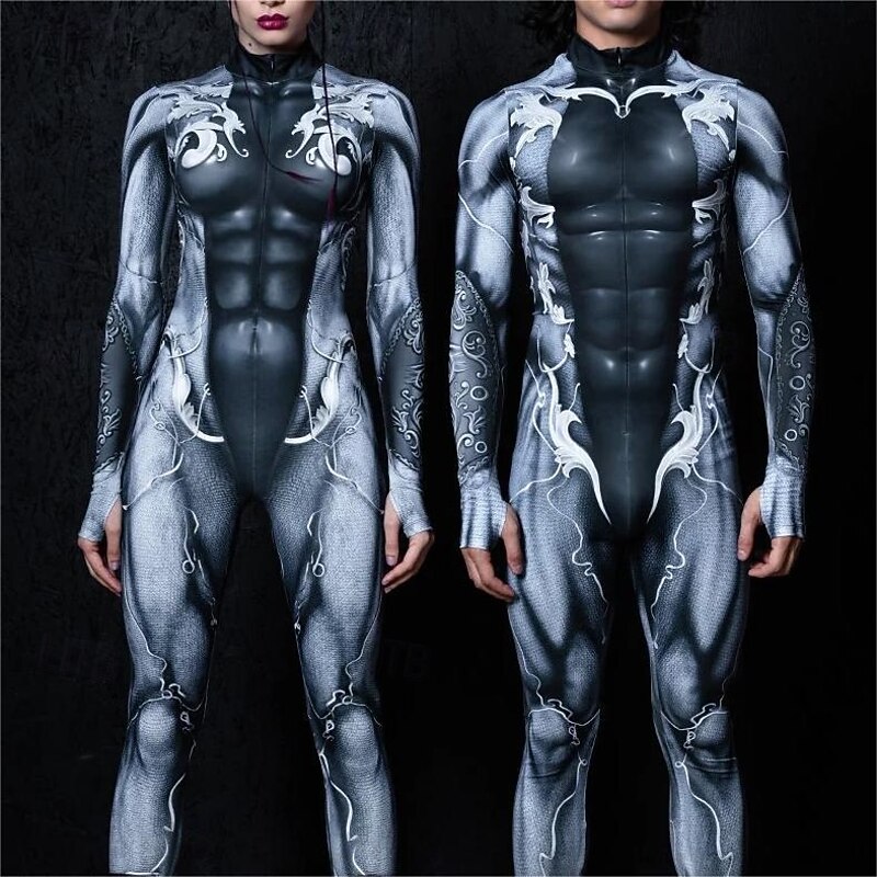 muscle Bodysuit Full Body Catsuit Scary Costume Men's Women's Boys' Kid's Adults' Performance Party Club Halloween Carnival Day of the Dead Easy