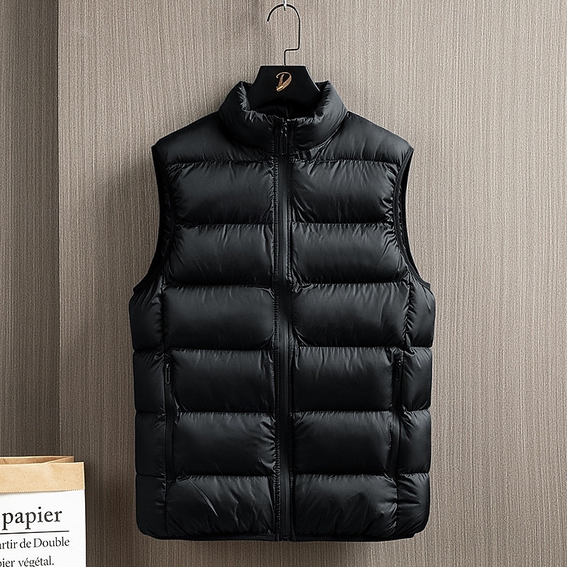 Men's Hiking Vest Puffer Vest Sleeveless Vest Outdoor Thermal Warm Winter Pocket Polyester Black Blue Green Hunting Fishing Climbing