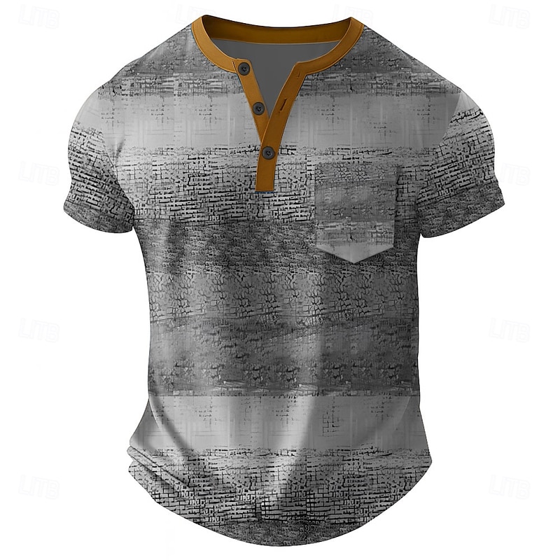 Men's Rainbow Horizontal Stripes T Shirt Henley Shirt Short Sleeve T shirt 3D Print Henley Shirt Fashion Daily Designer Street Casual Daily Blue Green Khaki Summer Spring All Seasons Clothing Apparel4
